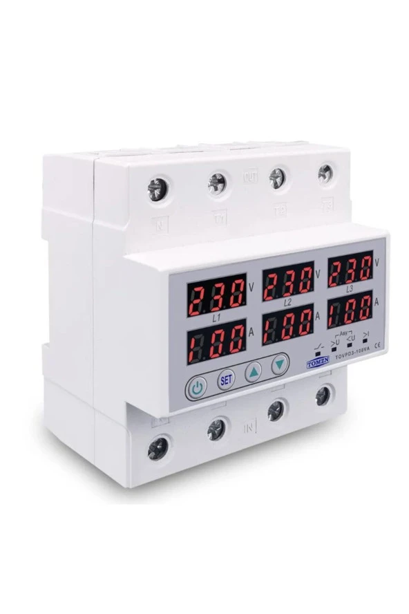 Tomzn Trifaz Gerilim ve Akım Koruma Rölesi Yüksek Alçak Voltaj Yıldırım Koruyucu Röle 220V 100A 3Faz - 5