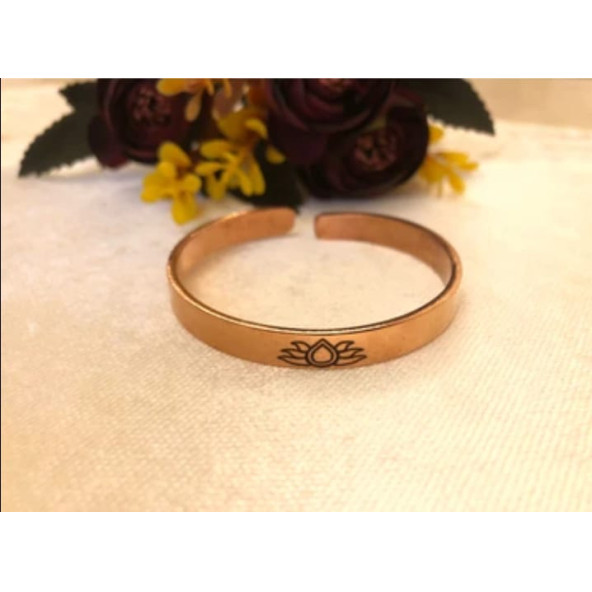 Skyfeel Saf Bakır Bileklik-Lotus--Her Bileğe Uygun-Geçmeli-Unisex - 1