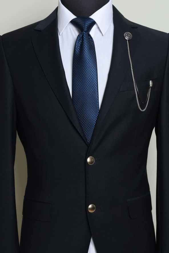 Esgue Desenli Gümüş Zincirli Ceket Yaka İğnesi - 2