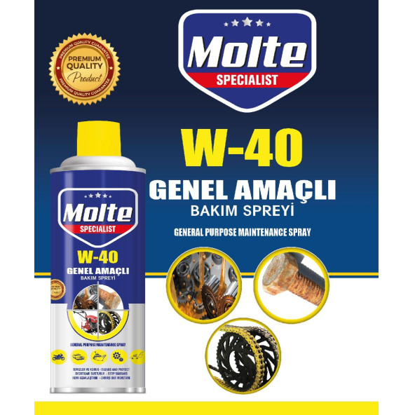Molte W-40 Pas Sökücü Yağlayıcı Korozyon Önleyici Koruyucu Çok Amaçlı Multi Sprey 400 ML - 2