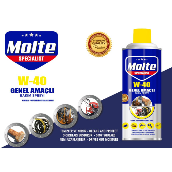 Molte W-40 Pas Sökücü Yağlayıcı Korozyon Önleyici Koruyucu Çok Amaçlı Multi Sprey 400 ML - 3