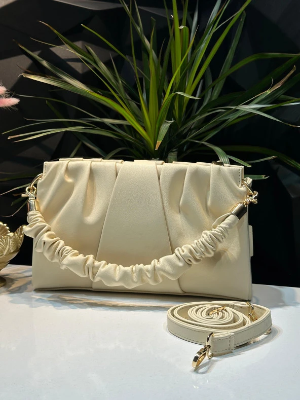 LEVDR.930074.KRM Levidor Özel Renk Kombin El Ve Kol Çantası Olarak Tasarlanmış Suni Deri Bayan Omuz Ve Kol Çantası - Resim 3