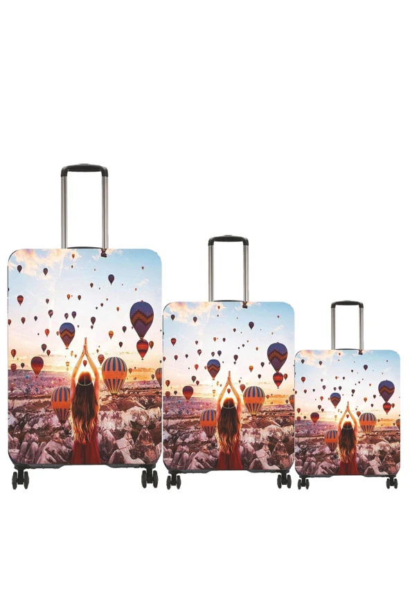 My Saraciye Valiz Kılıfı, Bavul Kılıfı Büyük, Orta, Kabin Boy Kılıf Seti, My Kapadokya 72 - 2