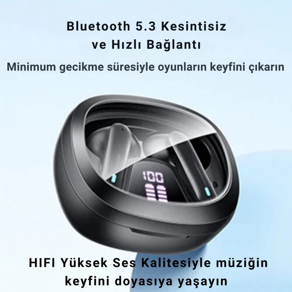 Polham BT5.3V 320Mah Şarjlı Mikrofonlu Bluetooth Kulakiçi Kulaklık, Hifi Bas Destekli, Su Geçirmez - 2