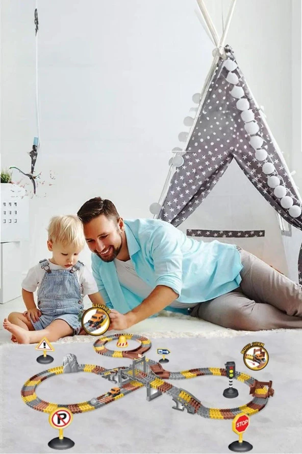 288 Parça İnşaat Temalı Hareketli Raylar Araçlı İnşaat Tracks - 2