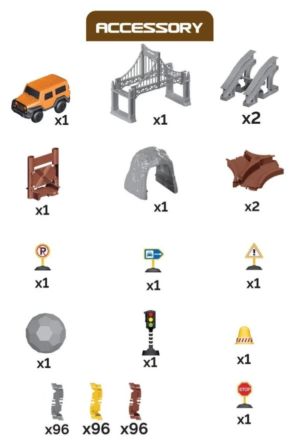 288 Parça İnşaat Temalı Hareketli Raylar Araçlı İnşaat Tracks - 3