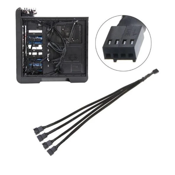 4 Pin Fan Çoklayıcı Y PWM Çoklayıcı Splitter Kablosu 4 Port - Resim 5