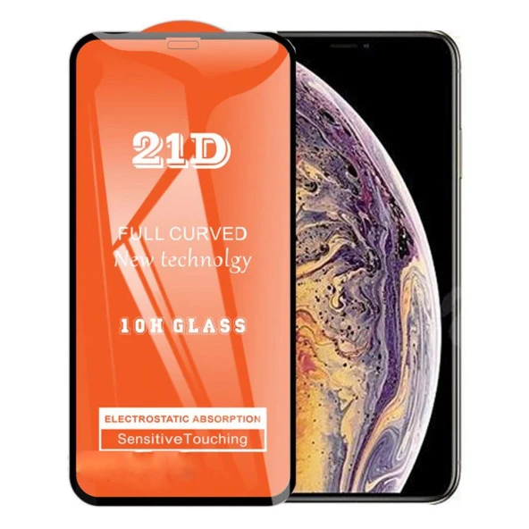 iPhone Xs Max Ekran Koruyucu 21D Tam Kaplayan Kavisli