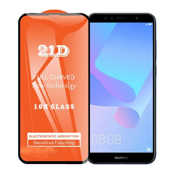 Huawei Y6 2018 Ekran Koruyucu 21D Tam Kaplayan Kavisli