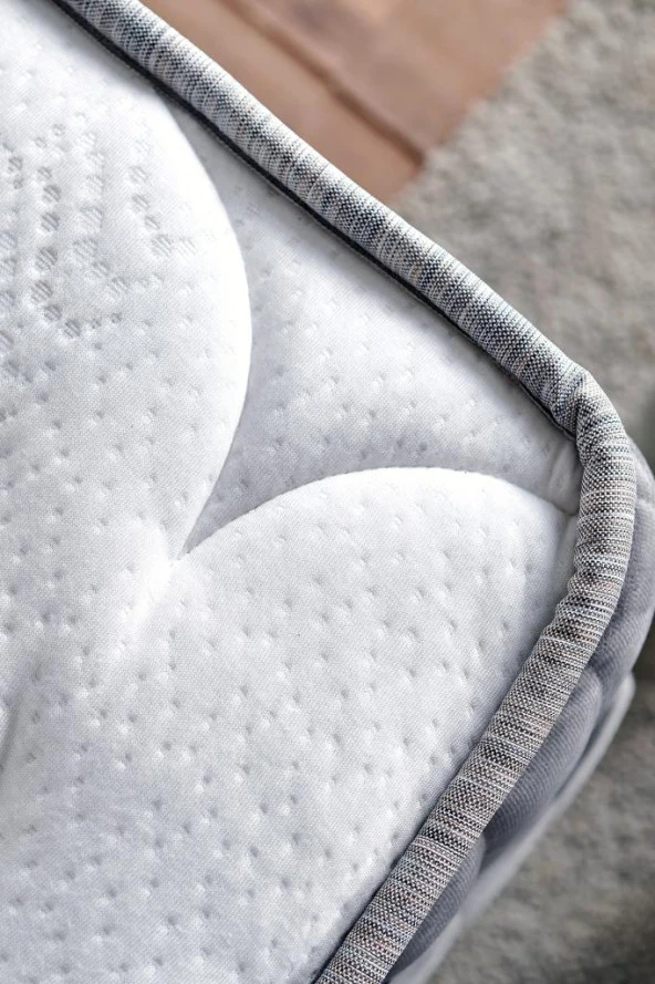 Hades Yatak 200x200 cm Çift Kişilik 30 cm Kalınlığında Paket Yaylı Lüks Yatak Orta Sert Gri Kumaş - Resim 5