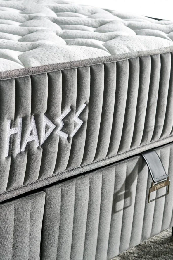 Hades Yatak 140x190 cm Çift Kişilik 30 cm Kalınlığında Paket Yaylı Lüks Yatak Orta Sert Gri Kumaş - Resim 2
