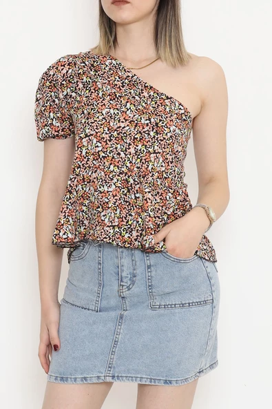 Bel Fırfırlı Bluz Somonçiçekli - 18483.1153. ürün görseli
