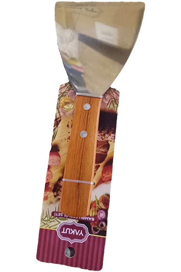 MATMEL Ahşap Bambu Saplı Yan Spatula Servis 12Cm