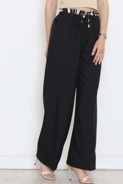 Beli Lastikli Palazzo Pantolon Siyah1 - 20866.683. - Resim 5