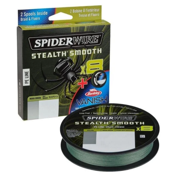 Spider Wire 8 Braid & Fluorocarbon Duo Spool System 150 & 50m Moss Green/Clear