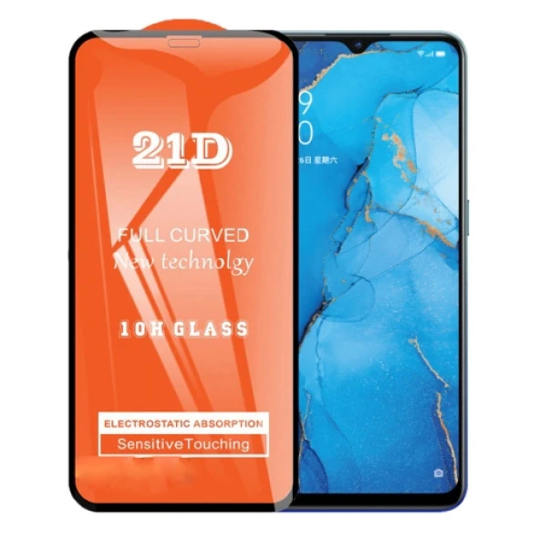 Oppo Reno 3 Ekran Koruyucu 21D Tam Kaplayan Kavisli