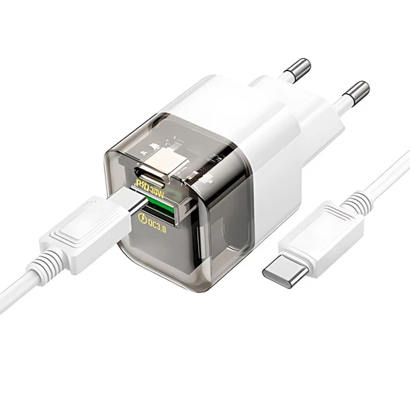 Coofbe Şarj Akım Koruma QC3.0+PD30W Şarj Başlığı Ve Type-C Şarj Kablosu Samsung Huawei Xiaomi Şarj Başlık - 5