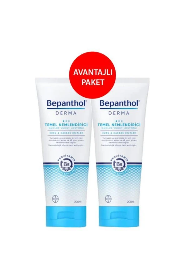 Bepanthol Derma Temel Nemlendirici Vücut Losyonu 200 ml X2