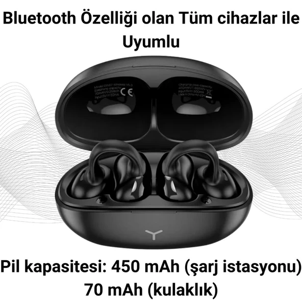 Coofbe Yeni Nesil Klipsli Bluetooth Vers.5.3 Kulakiçi Bluetooth Kulaklık Stereo Kulakiçi Kulaklık - 8