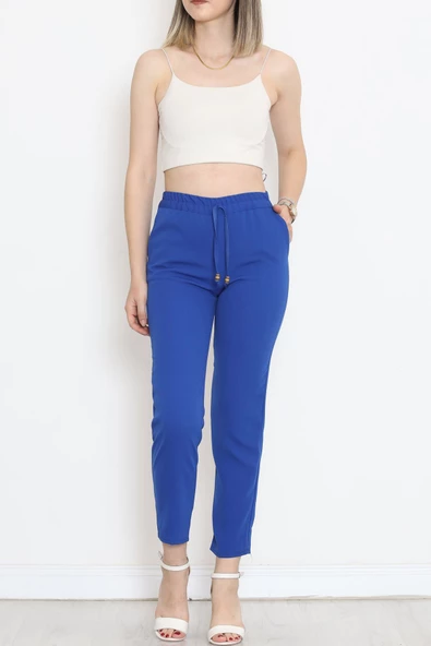 Krep Bağcık Detaylı Pantolon Saks - 152429.1778. - 3