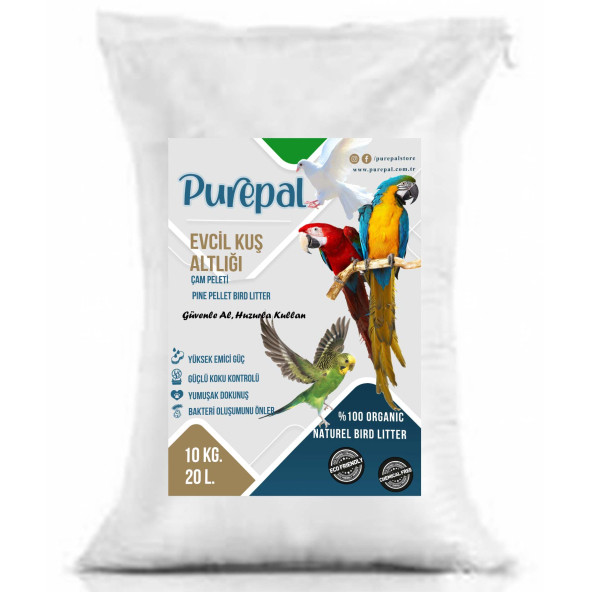 Purepal Doğal Çam Pelet Evcil Kuş Altlığı 10 Kg 20 L - 4