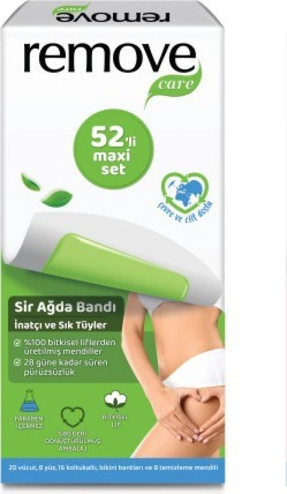 Remove Care Maxi Set İnatçı ve Sık Tüyler Sir Ağda Bandı 52'li