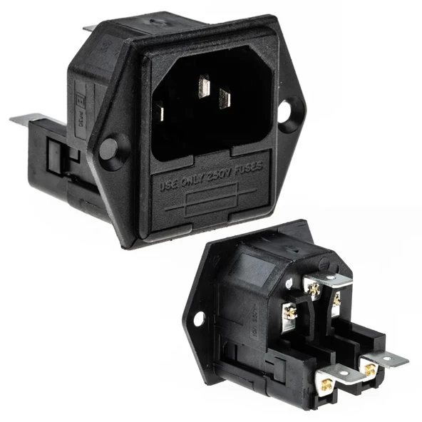 Powermaster Power Şase Çift Fuselli C14 3 Pinli Elektirik Kablosu Enerji Kablosu Soketi Bilgisayar Kasası İçin ürün görseli