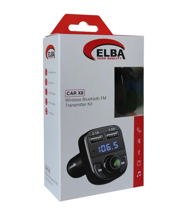 Elba Car X8 2 Usb Wireless Bluetooth Fm Transmitter Kit