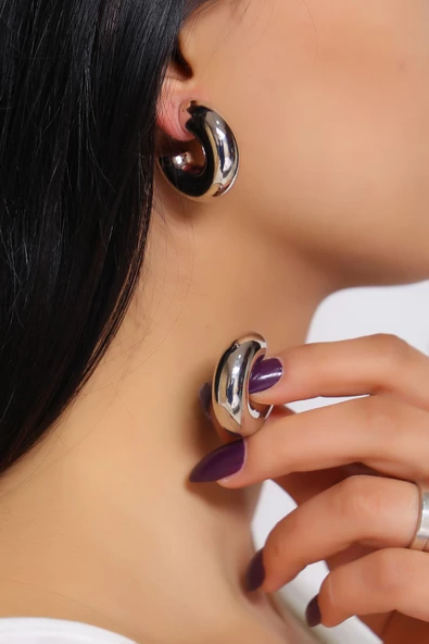 Çelik Küpe Gümüş - 17225.1806. - 4