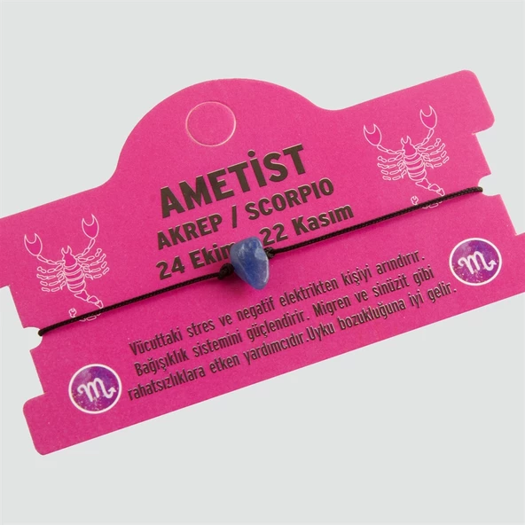 Ametist Doğal Taşlı Akrep Burç Bileklik - DL0101 - 1