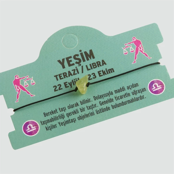 Yeşim Doğal Taşlı Terazi Burç Bileklik - DL0101 - 1