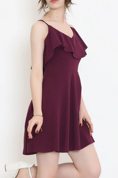 İp Askılı Crep Elbise Mor - 581815.1592. - 5