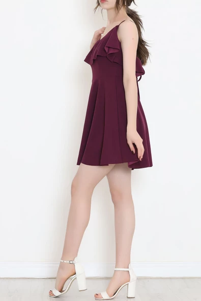 İp Askılı Crep Elbise Mor - 581815.1592. - 4