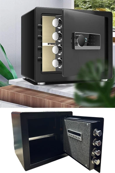 STAXX Güçlendirilmiş Lüx Kalite Büyük Boy Parmak İzli Raflı Çelik Para Kasası Otel Tipi Çelik Kasa - 3