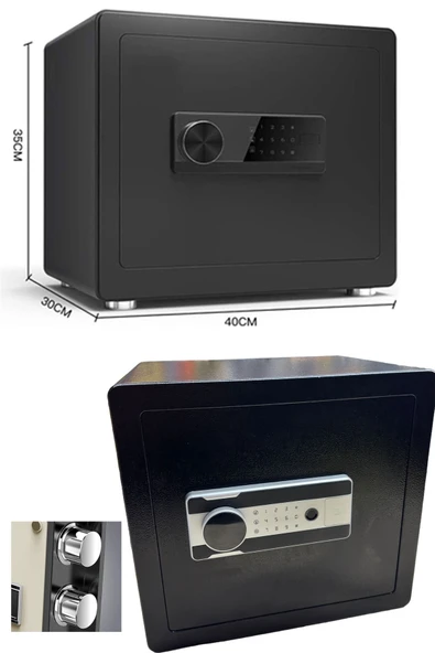STAXX Güçlendirilmiş Lüx Kalite Büyük Boy Parmak İzli Raflı Çelik Para Kasası Otel Tipi Çelik Kasa - 1