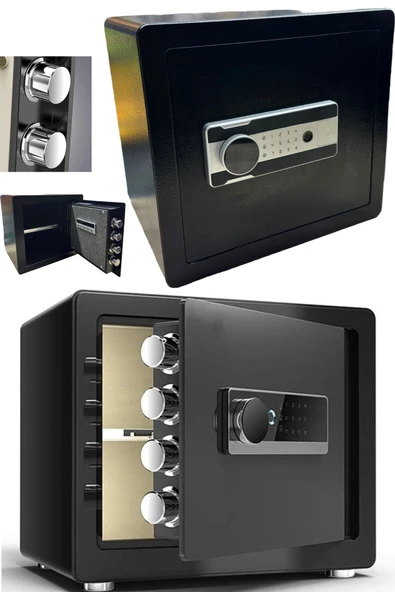STAXX Güçlendirilmiş Lüx Kalite Büyük Boy Parmak İzli Raflı Çelik Para Kasası Otel Tipi Çelik Kasa - 2