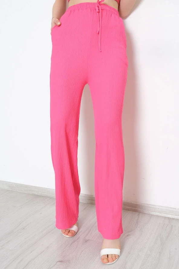 Beli Lastikli Pantolon Fuşya - 10536.1059. - Resim 3