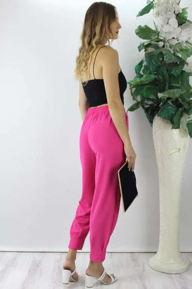Krinkıl Paça Pensli Pantolon Fuşya - 130.265 - 5