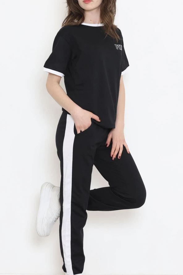 Baskılı İki Renk Eşofman Takımı Siyahbeyaz - 16607.5238. - 3