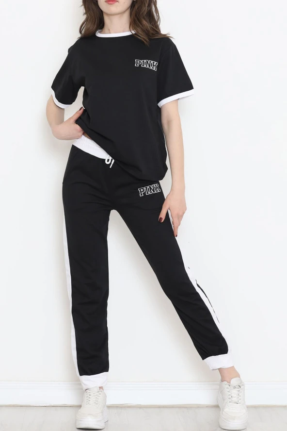 Baskılı İki Renk Eşofman Takımı Siyahbeyaz - 16607.5238. - 4