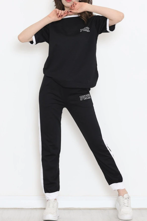 Baskılı İki Renk Eşofman Takımı Siyahbeyaz - 16607.5238. - 5