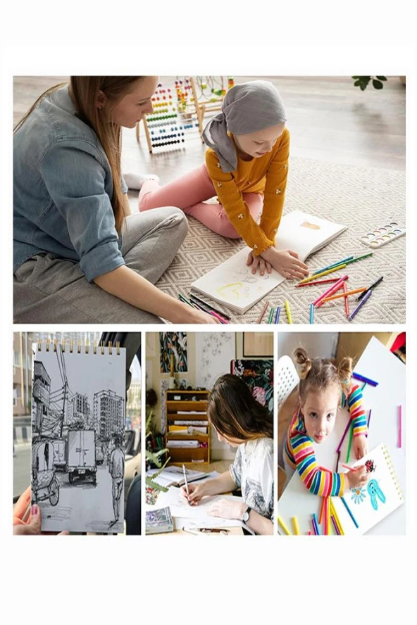 Eskiz Defteri A5 Spralli 50 Yaprak 1 Adet 100 gr 148x210 mm Sketch Book Üstten Açılmalı Ezkiz Defteri - 5