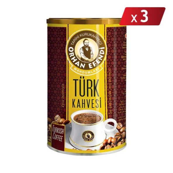 Orhan Efendi Türk Kahvesi Teneke 500 Gr - 3LÜ PAKET