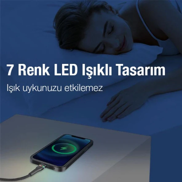 Ally Led Işıklı 65W Type-C to Type-C Hızlı Şarj Kablosu 1 Metre - Resim 3