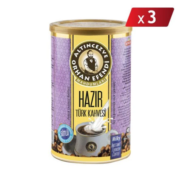 Orhan Efendi Hazır Türk Kahvesi Sütlü Teneke 500 Gr - 3LÜ PAKET