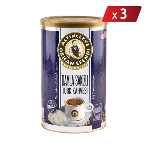 Orhan Efendi Damla Sakızlı Türk Kahvesi 250 Gr Teneke - 3LÜ PAKET ürün görseli 1