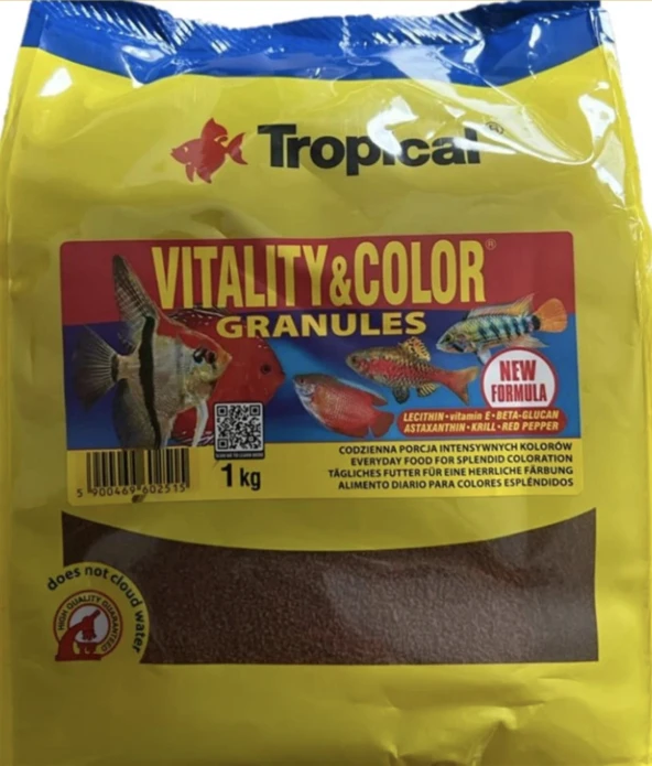 Tropical Vitality & Color Granules Akvaryum Balık Yemi 1 Kg (Orijinal Paket)