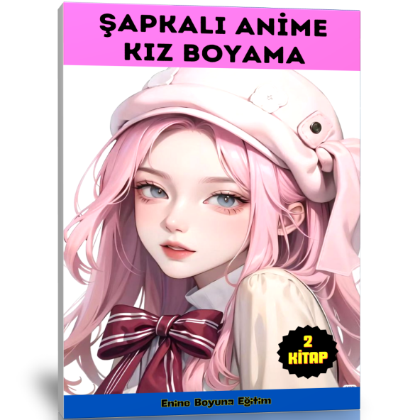 Şapkalı Anime KIZ Boyama Kitap Seti (2 Kitap)