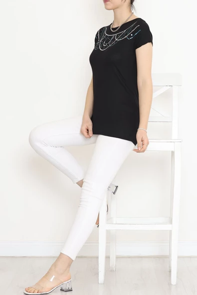 Pul Detaylı Bluz Siyah - 17143.599. - Resim 5