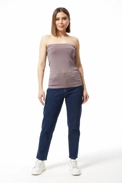 Straplez Bluz Vizon - 0015.138 - Resim 2